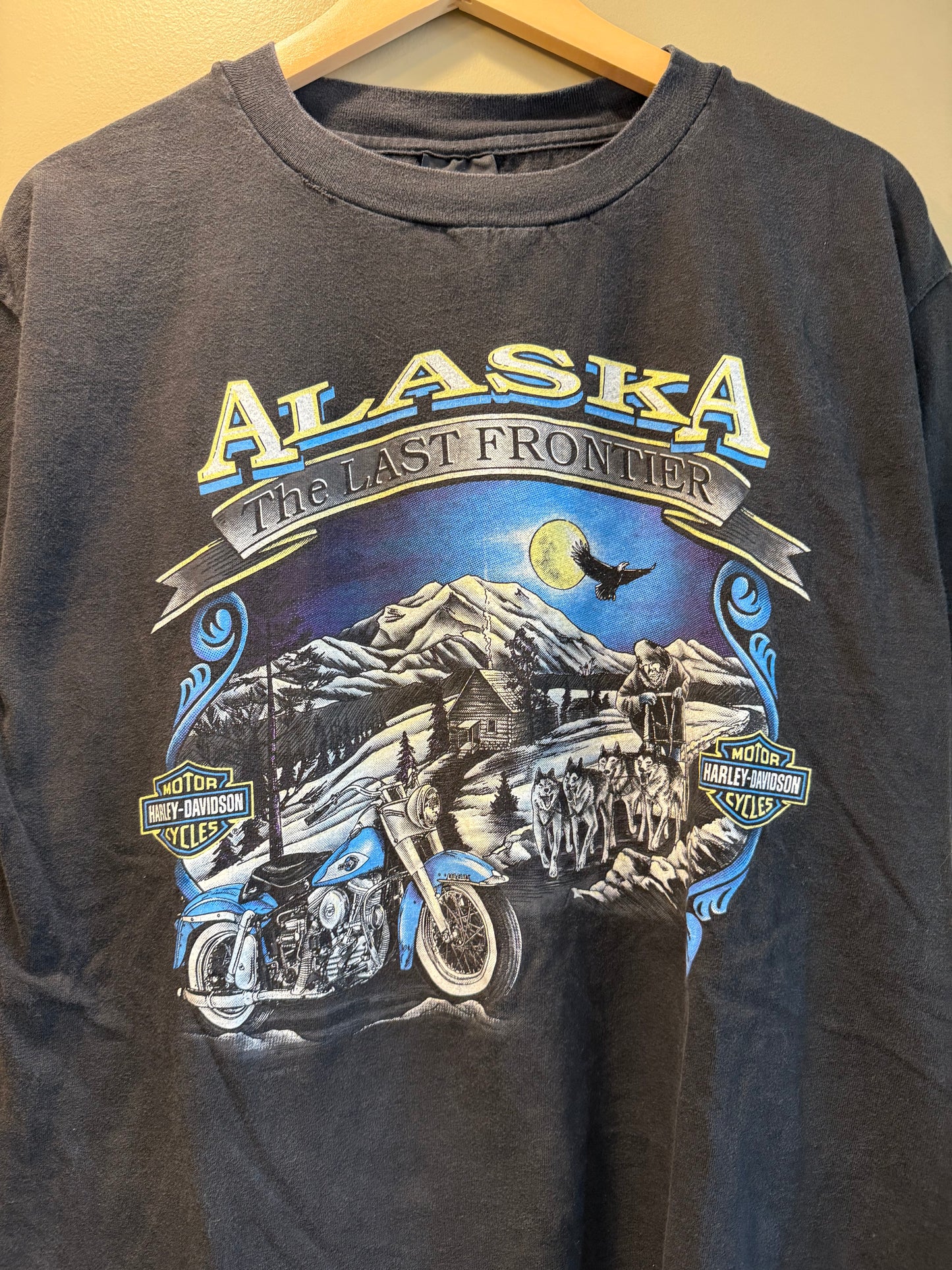 Vintage Harley Davidson Anchorage Alaska The Last Frontier T-Shirt- L