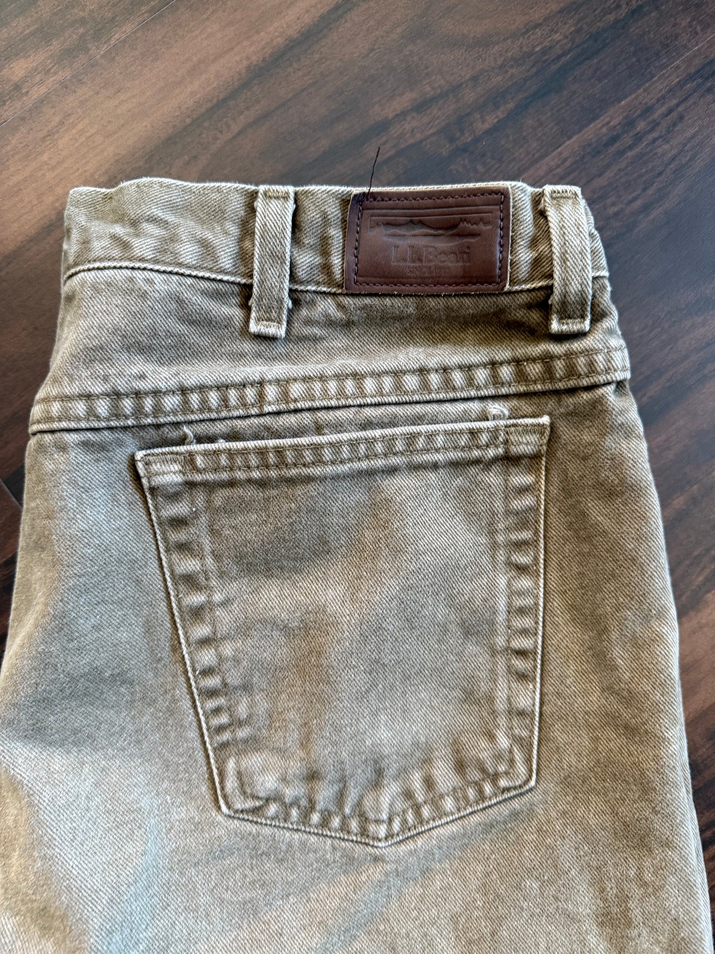 Vintage L.L. Bean Flannel Lined Green Cotton Canvas Pants- 32x33