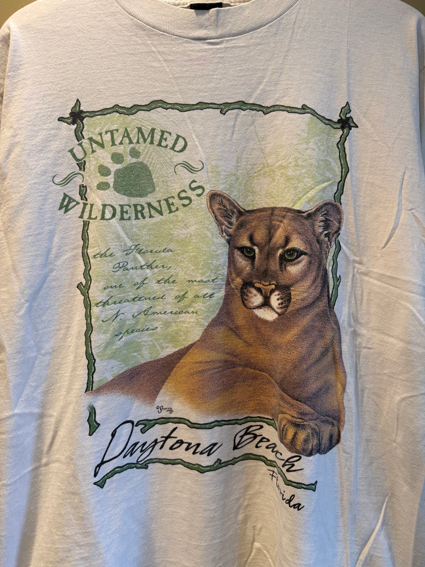 Vintage Florida Panther Untamed Wilderness Daytona Beach Nature T-Shirt- L
