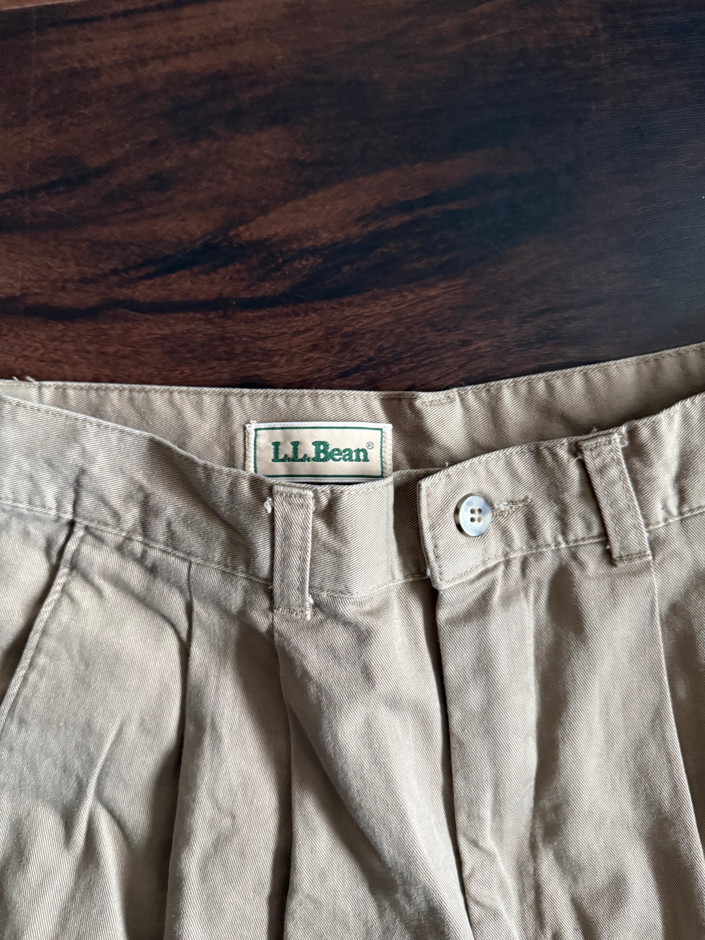Vintage L.L. Bean Tan Pleated Khaki Trousers- 27x30