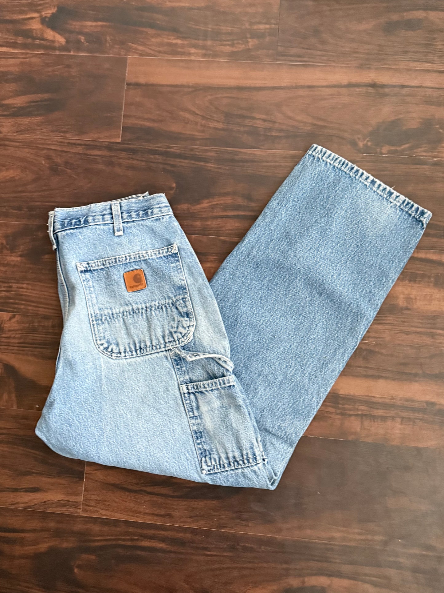 Vintage Carhartt Distressed Sashiko Repaired Light Wash Denim Jeans- 30x30