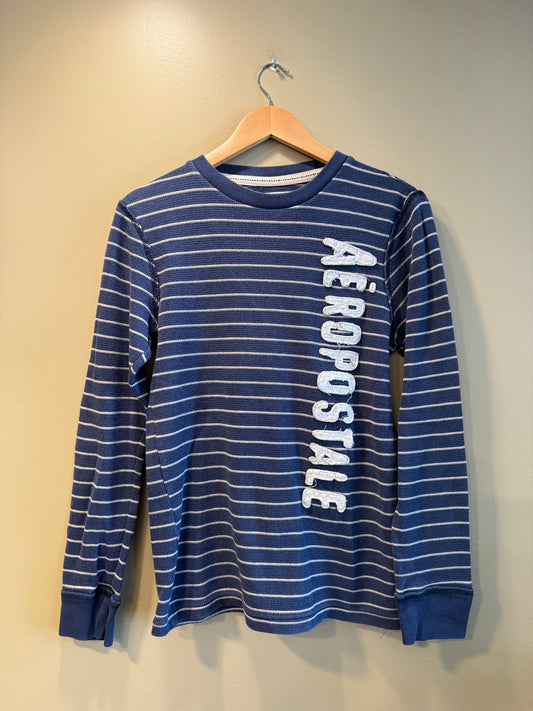 Vintage Aeropostale Embroidered Striped Blue Long Sleeve Thermal T-Shirt- S