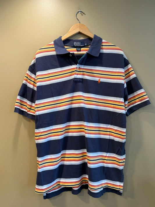 Vintage Polo Ralph Lauren Striped Heavyweight Cotton Polo Shirt- XL