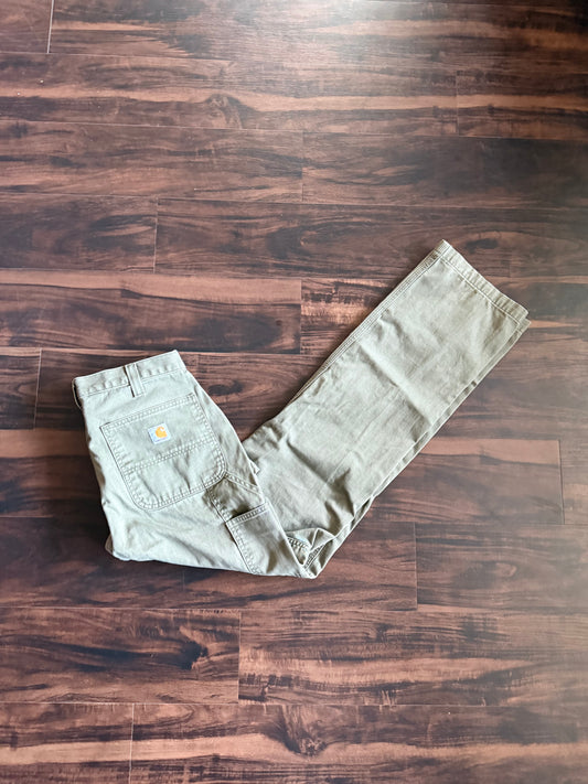 Carhartt Green Carpenter Cotton Canvas Pants- 32x34