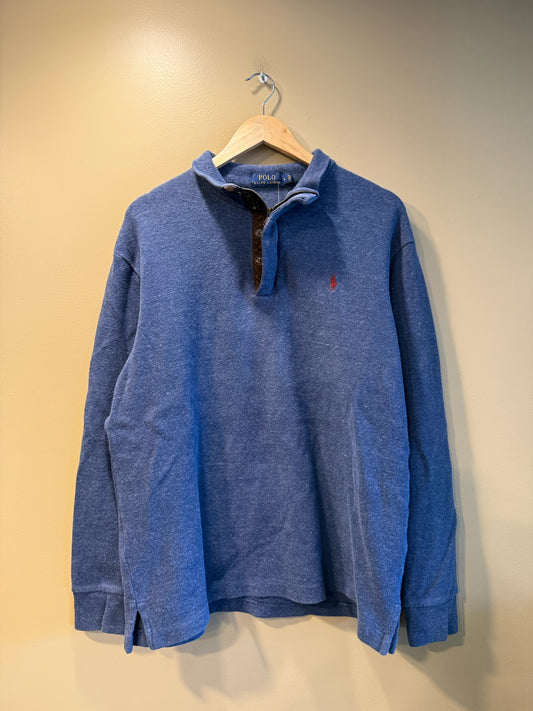 Vintage Polo Ralph Lauren Blue Quarter Zip Button Sweater - L