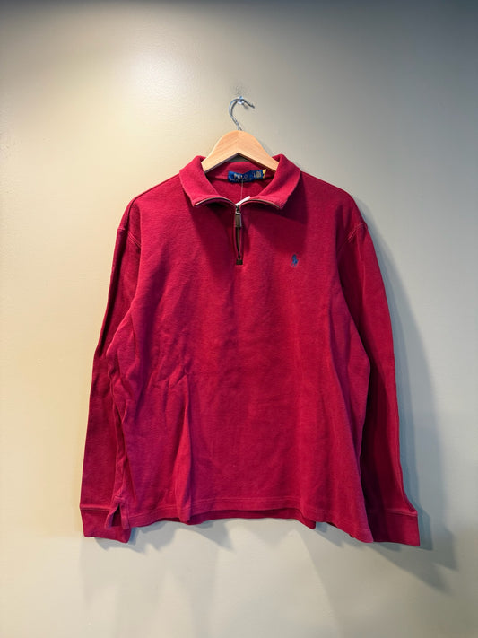 Vintage Polo Ralph Lauren Red Quarter Zip Sweater - L