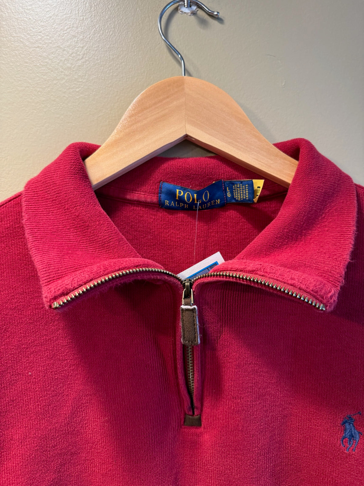 Vintage Polo Ralph Lauren Red Quarter Zip Sweater - L