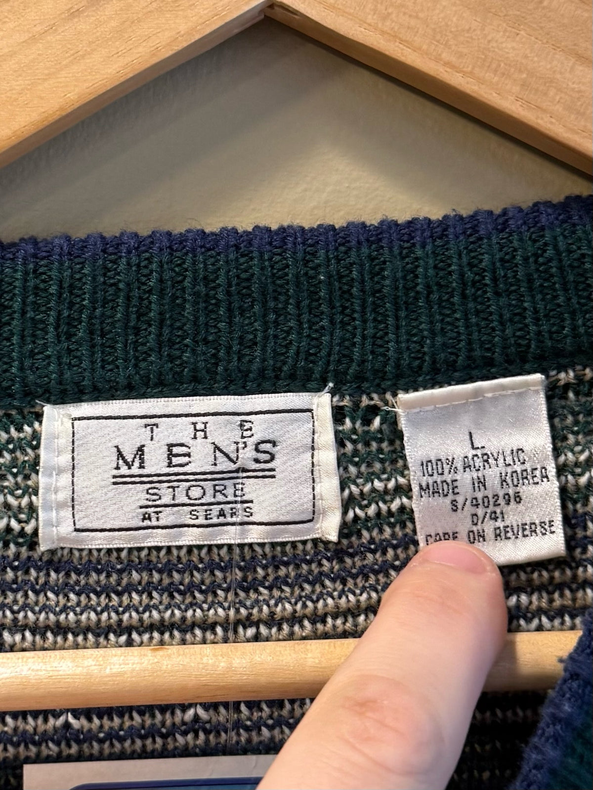Vintage The Men’s Store Forest Green Pattern Sweater - L