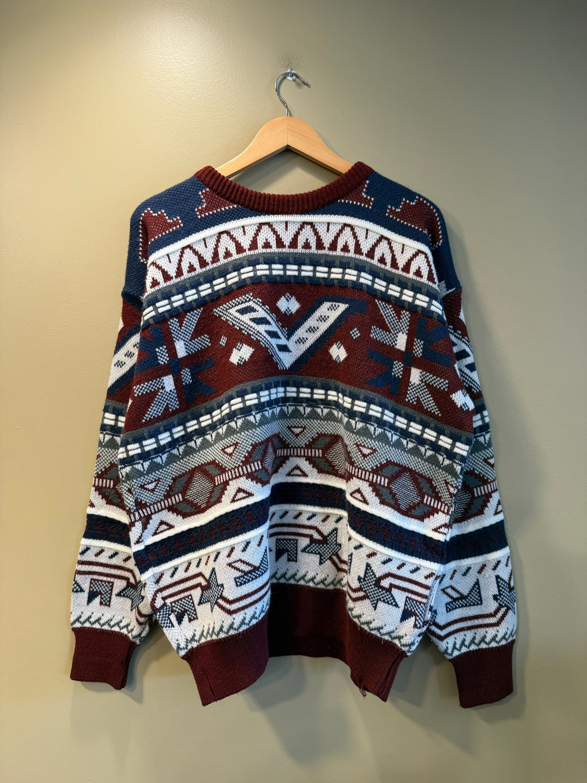 Vintage Towncraft Burgundy Pattern Sweater - L
