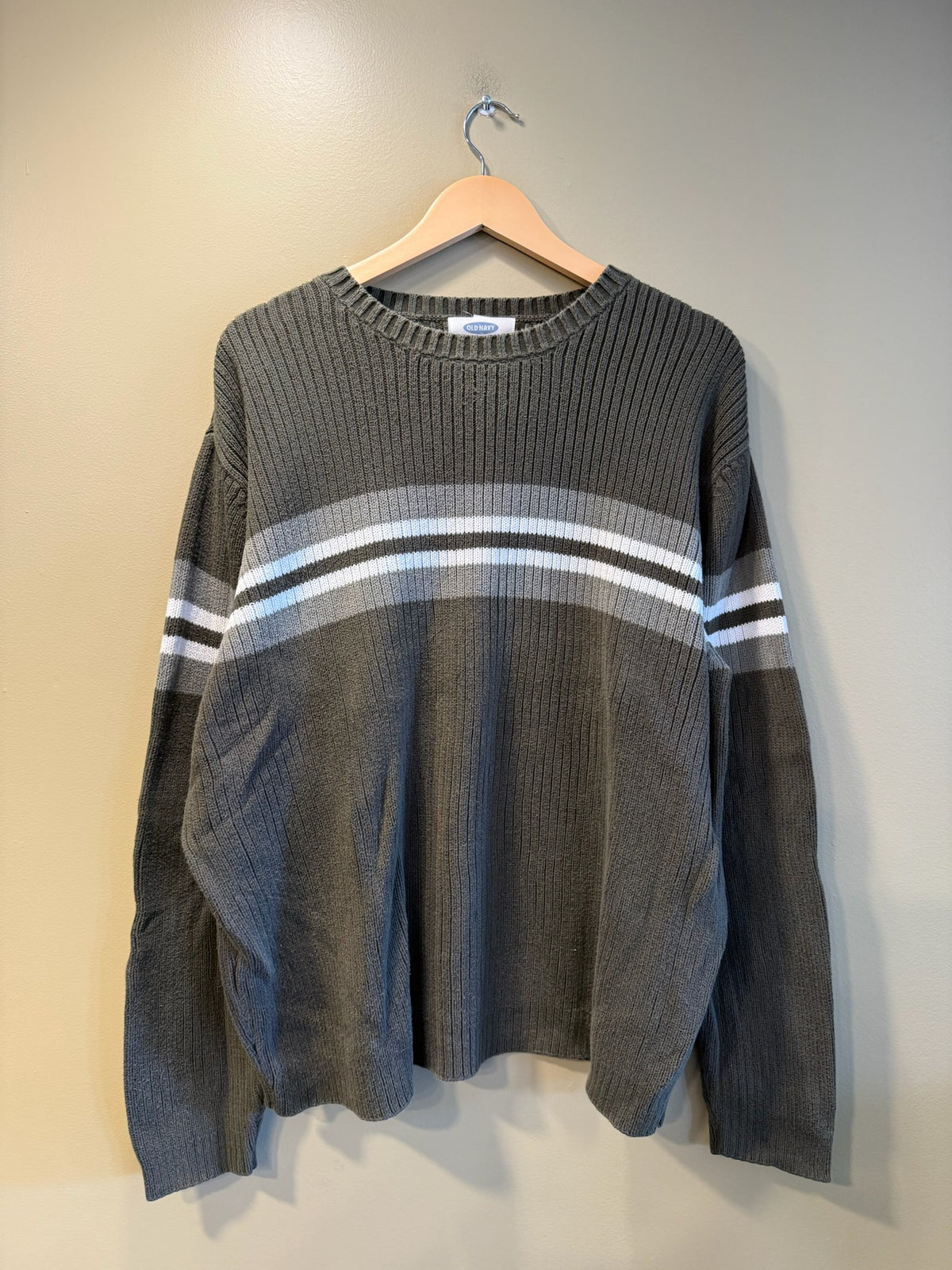 Vintage Old Navy Green Striped Sweater - XL
