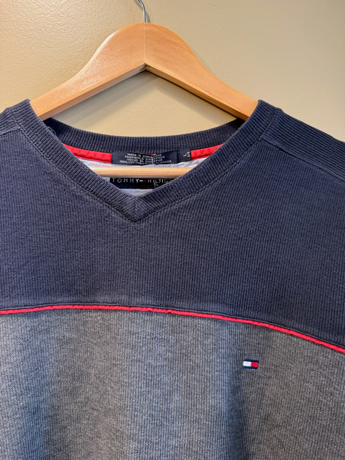 Vintage Tommy Hilfiger Two Tone Long Sleeve Shirt - L