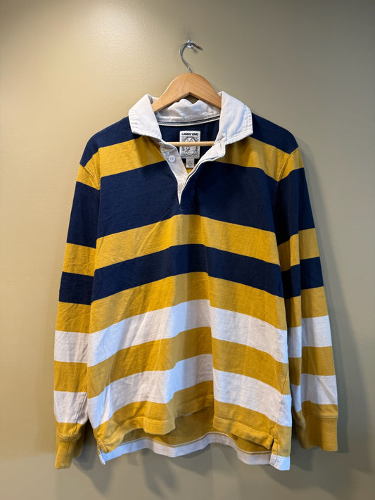 Vintage Lands’ End Yellow Navy White Rugby Shirt - L