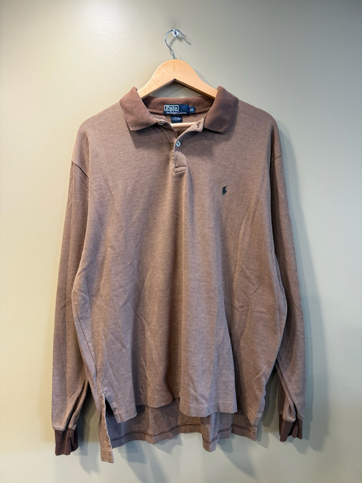 Vintage Polo Ralph Lauren Brown Long Sleeve Polo Shirt - XL