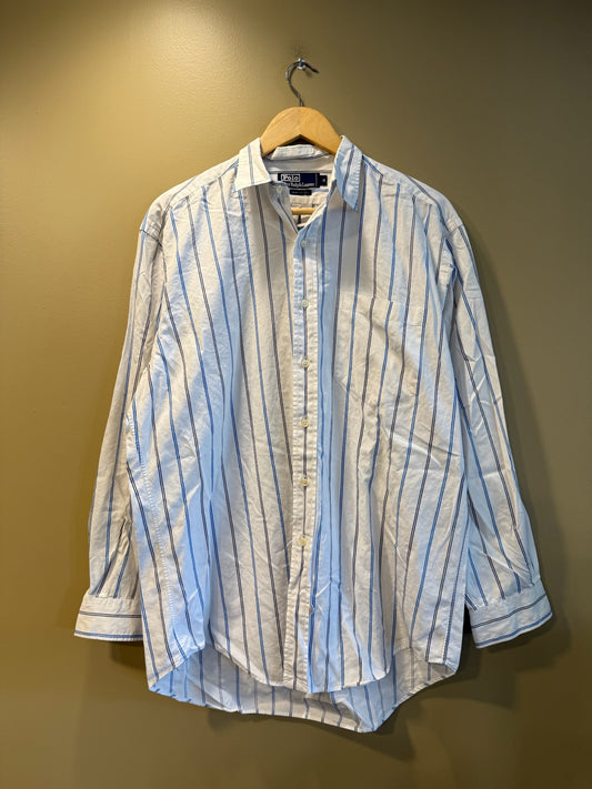 Vintage Polo Ralph Lauren White Pinstripe Button Up Shirt - M