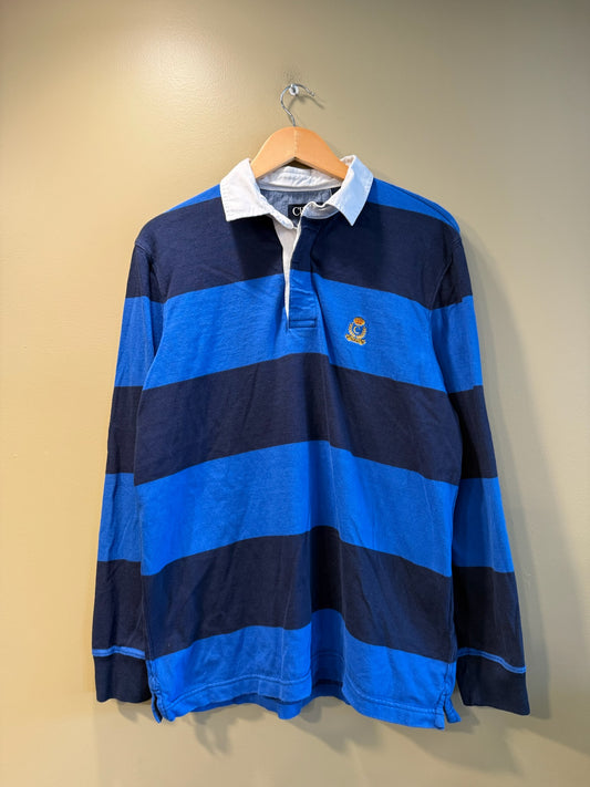 Vintage Chaps Blue Striped Rugby Polo Shirt - M