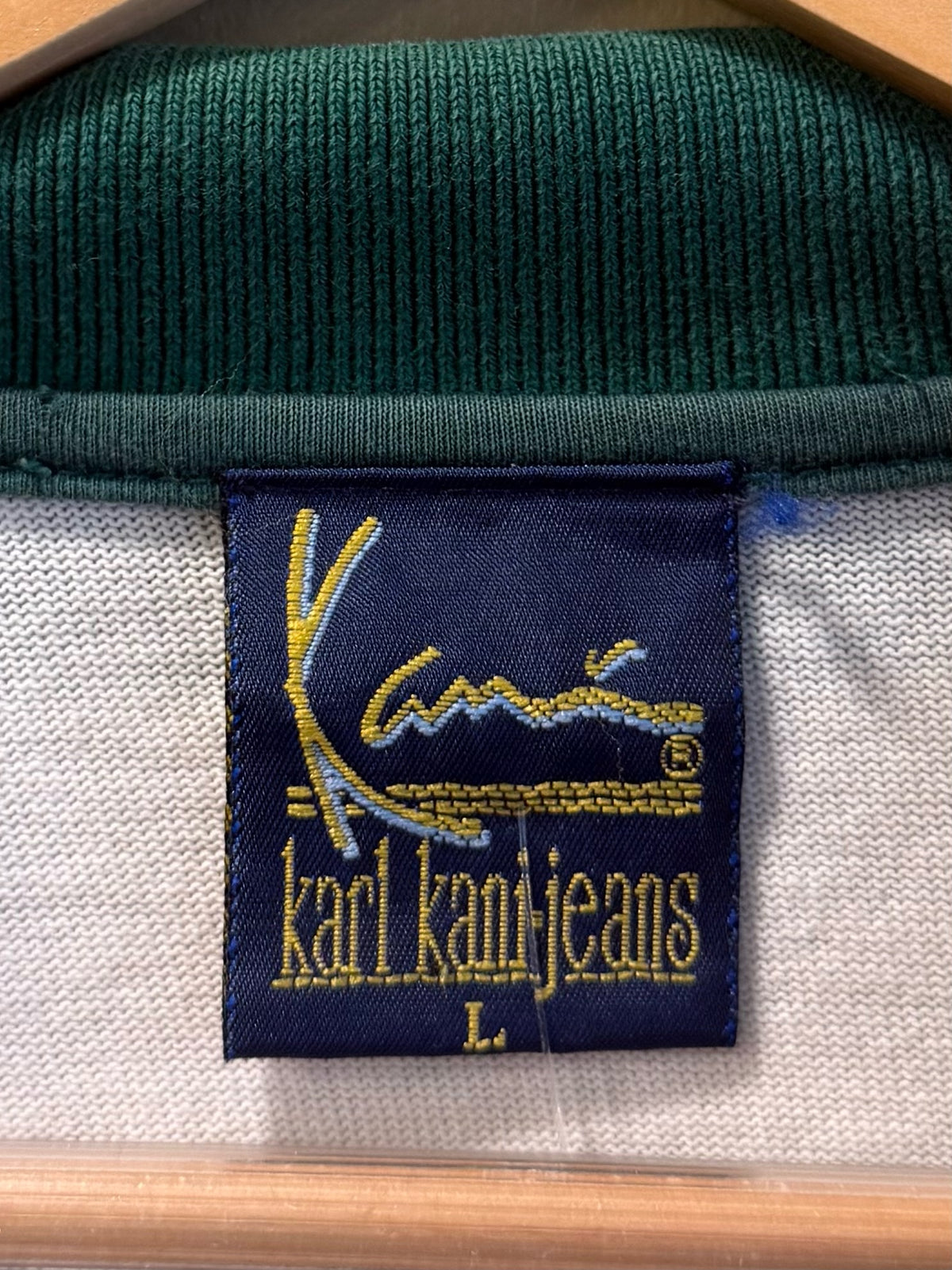 Vintage Karl Kani Jeans Green White Rugby Polo Shirt - L