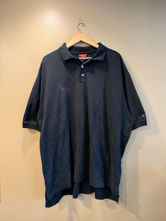 Vintage Oakley Software Black Polo T-Shirt - XXL