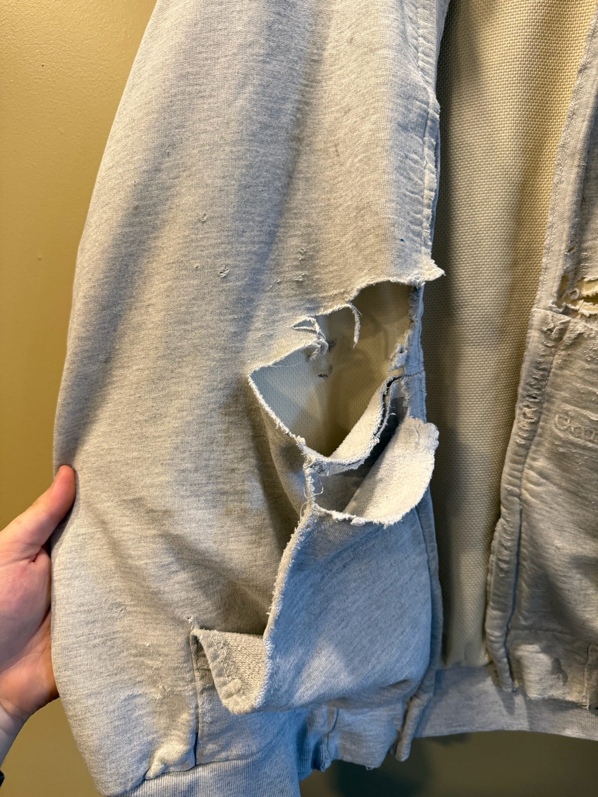 Vintage Carhartt Gray Distressed Zip Hoodie Sweatshirt - XXL