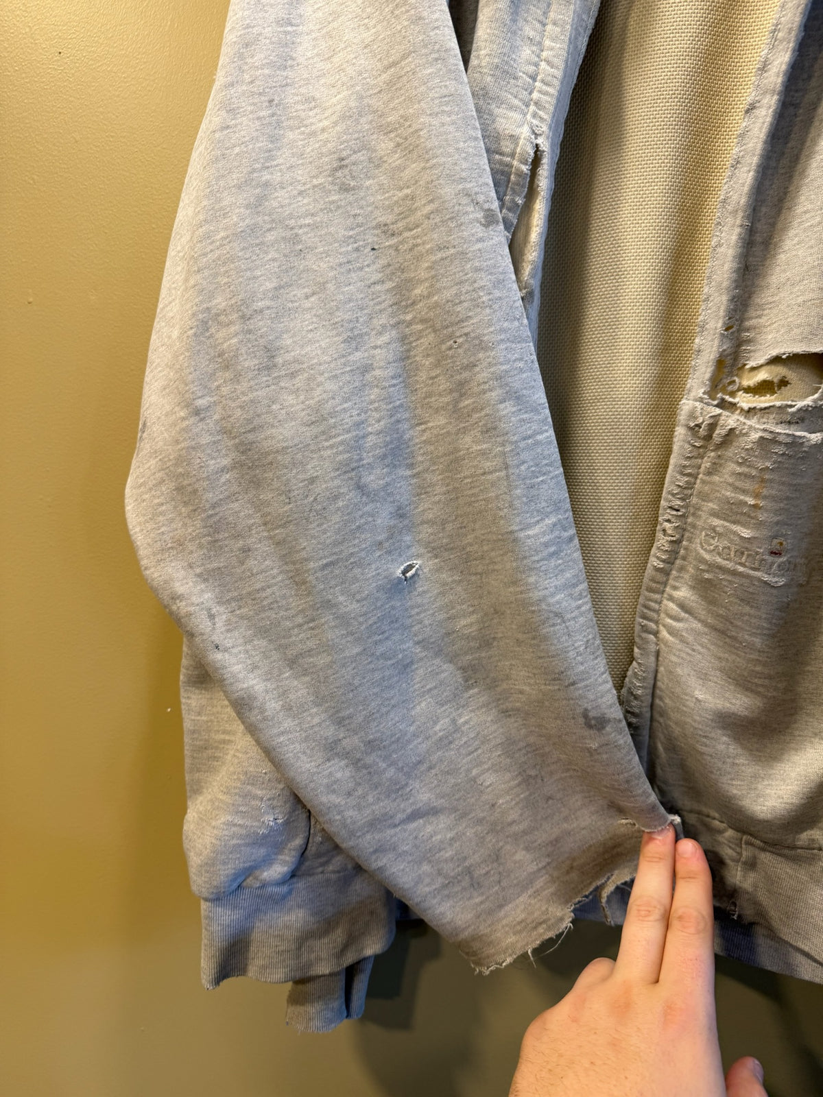 Vintage Carhartt Gray Distressed Zip Hoodie Sweatshirt - XXL