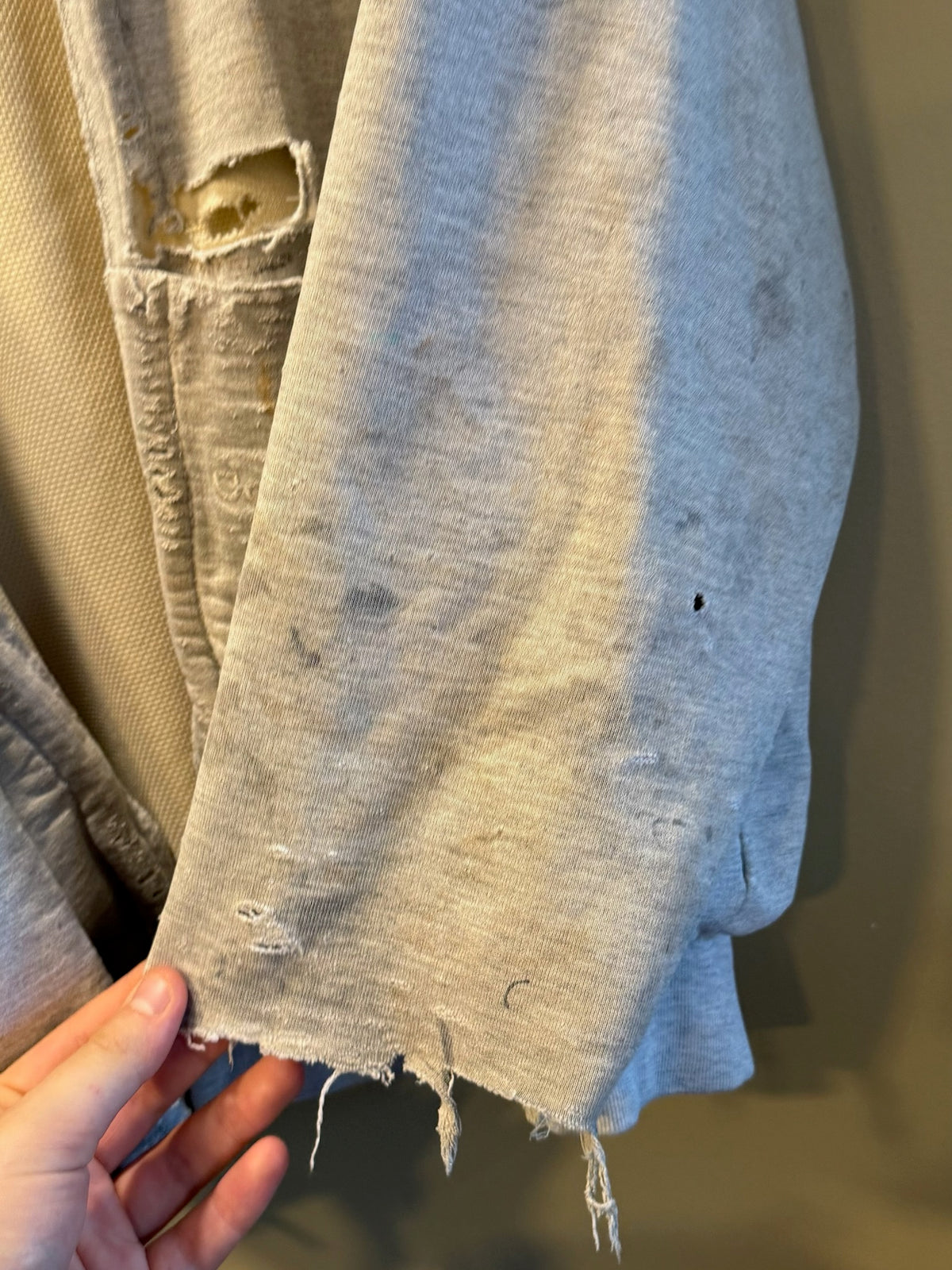 Vintage Carhartt Gray Distressed Zip Hoodie Sweatshirt - XXL