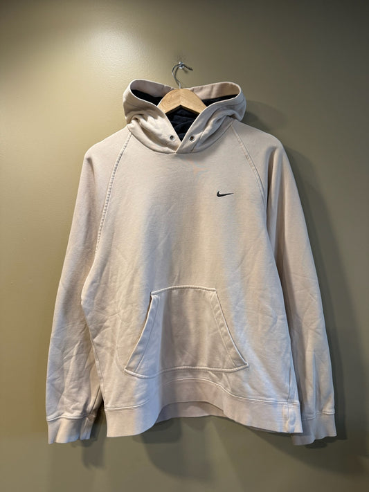 Vintage Nike Logo White Hoodie Sweatshirt - M