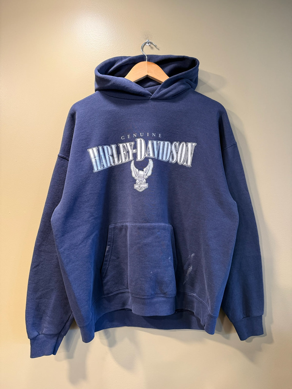 Vintage Harley Davidson Navy Hoodie Sweatshirt - XL