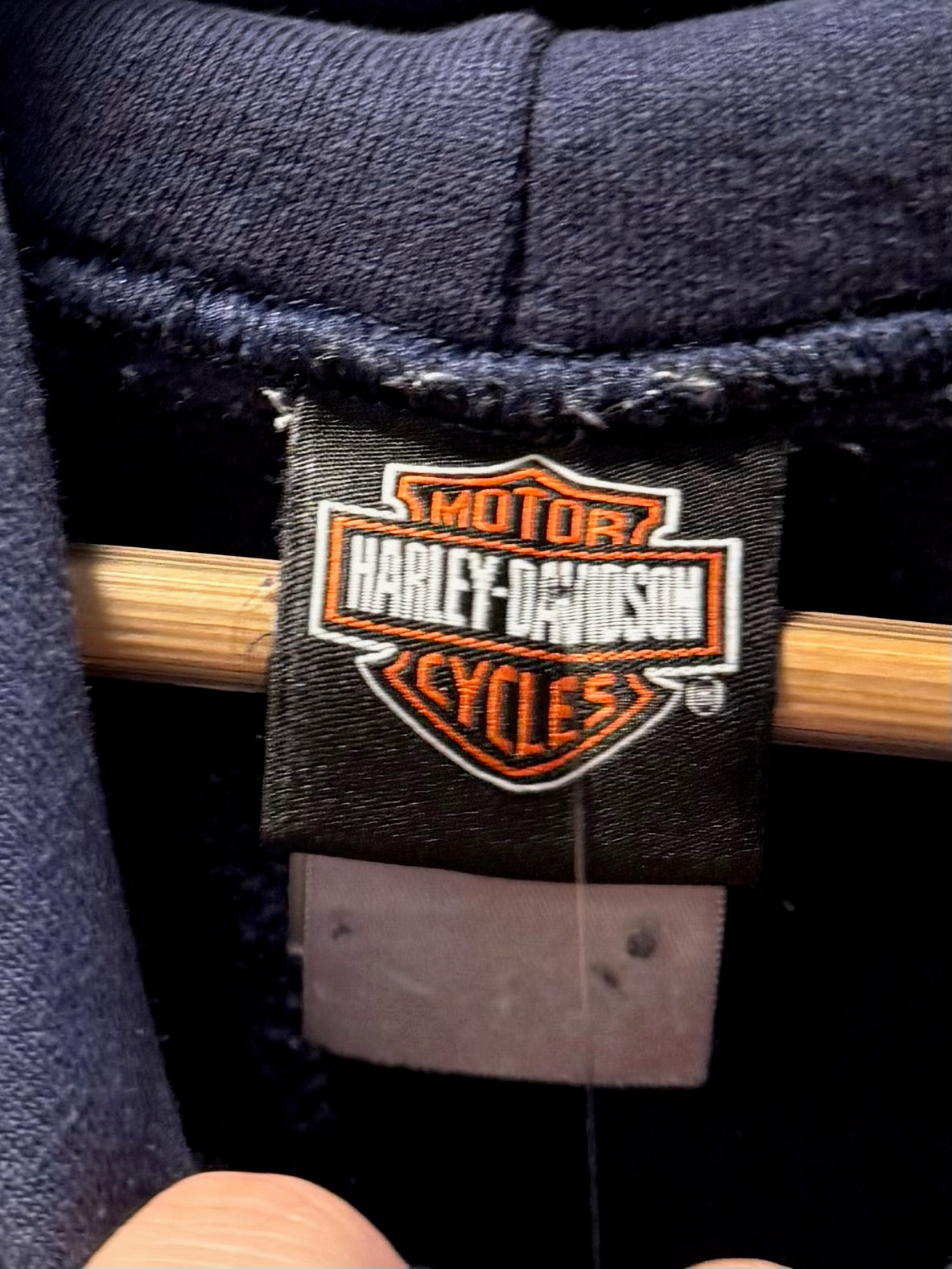Vintage Harley Davidson Navy Hoodie Sweatshirt - XL