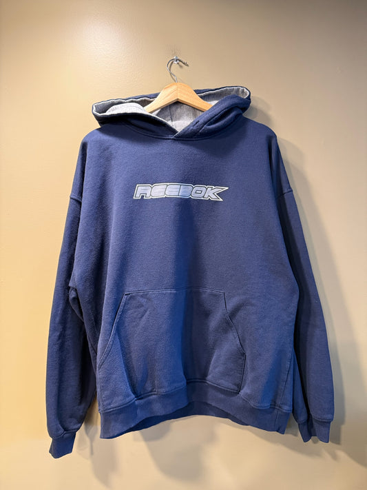 Vintage Reebok Navy Blue Hoodie Sweatshirt - XL