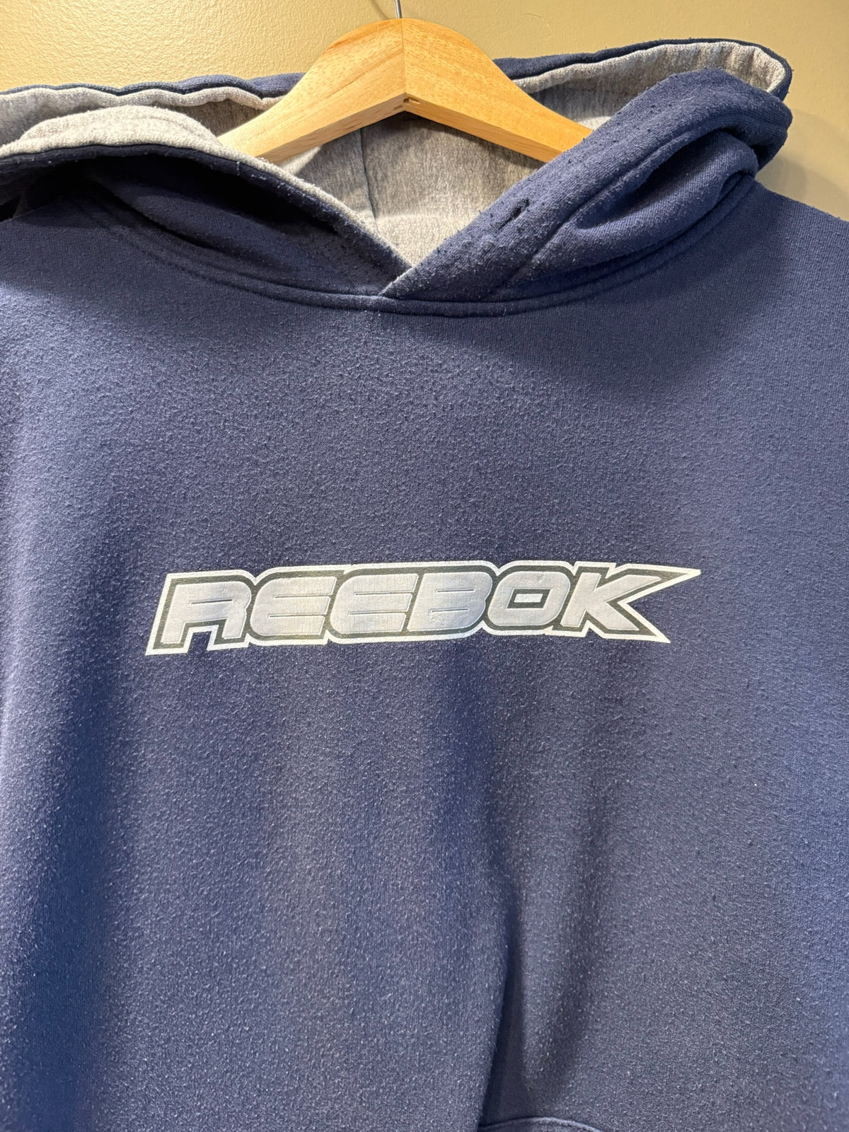 Vintage Reebok Navy Blue Hoodie Sweatshirt - XL