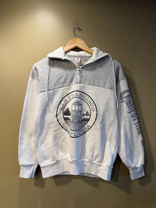 Vintage San Francisco Quarter Zip Hoodie Sweatshirt - M