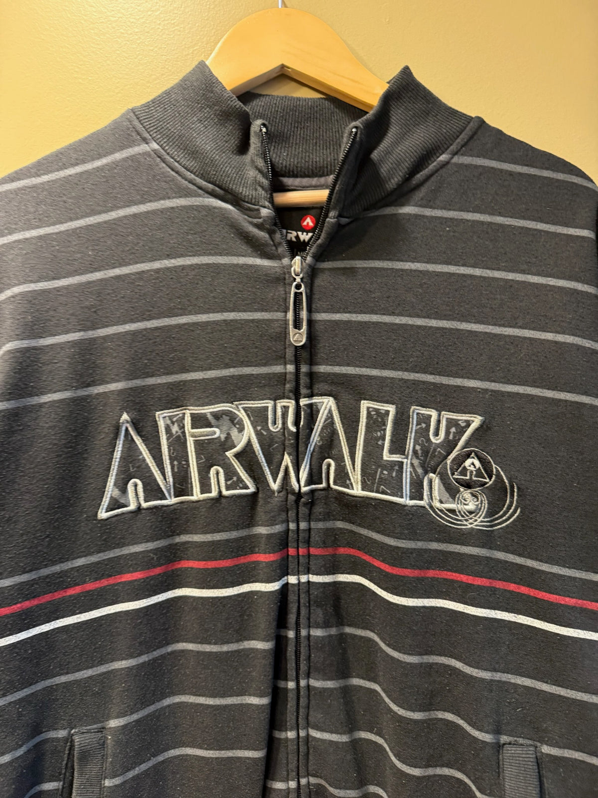 Vintage Airwalk Black Striped Zip Sweatshirt Jacket - M