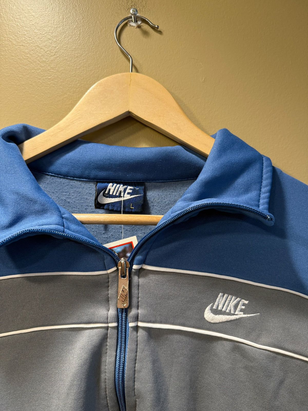 Vintage 80s Nike Blue and Gray Athletic Zip Jacket - L